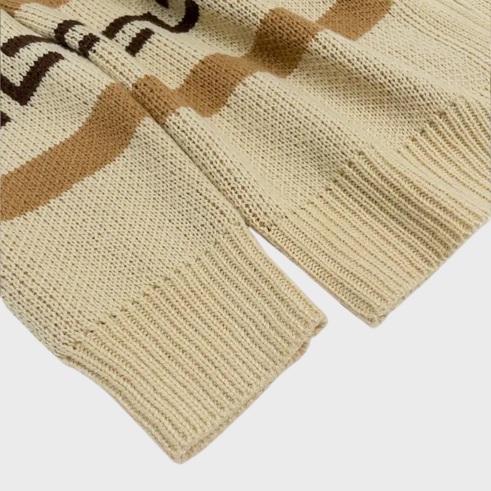 Levoire | Viininkorjuu Jacquard Pull Homme Veste avec Fermeture Éclair