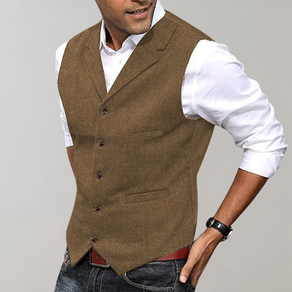 Levoire | Gilet Cape Klipp Sans Manche Avec Revers Et Boutons Braun