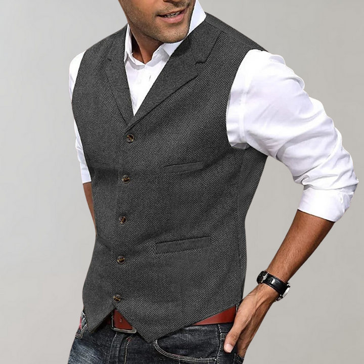 Levoire | Gilet Cape Klipp Sans Manche Avec Revers Et Boutons Gris