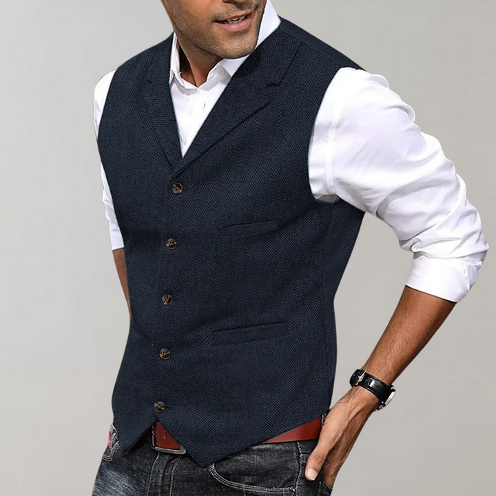 Levoire | Gilet Cape Klipp Sans Manche Avec Revers Et Boutons Gris d'avoine
