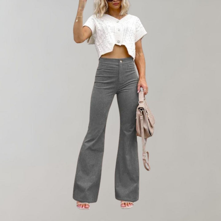 Levoire | Pantalon En Velours Côtelé Évasé À La Mode Gris