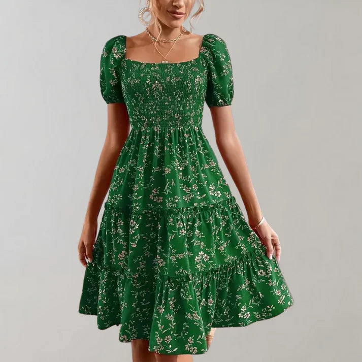 Levoire | Robe D'Été Avec Décolleté Carré Vert