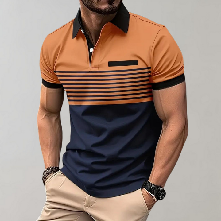 Levoire | Color Block Poloshirt Modern Heren Orange