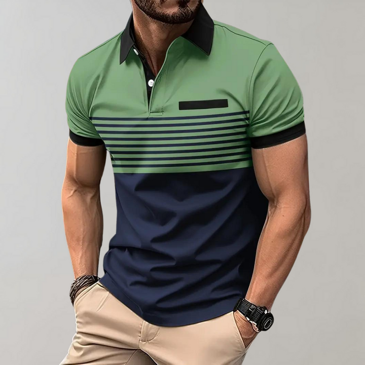 Levoire | Polo Rayé Décontracté Pour Homme Vert olive