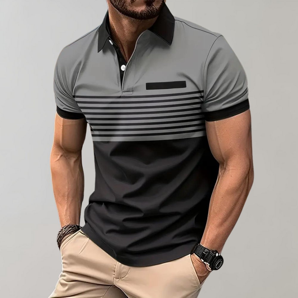 Levoire | Polo Rayé Décontracté Pour Homme Gris