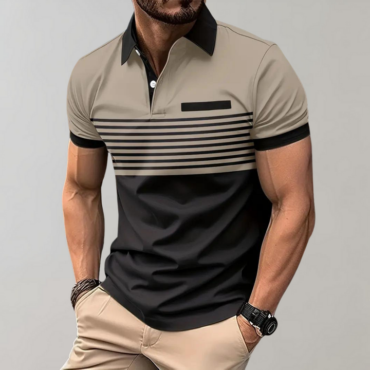 Levoire | Polo Rayé Décontracté Pour Homme Khaki