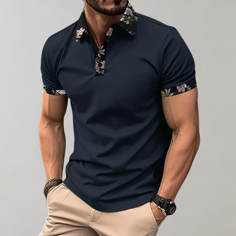 Levoire | Polo Décontracté Avec Imprimé Tropical Pour Homme Bleu marine