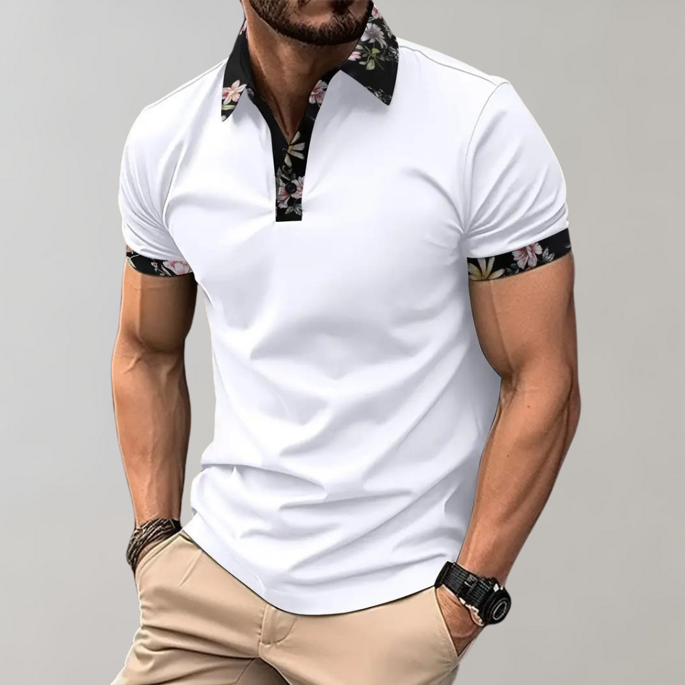 Levoire | Polo Décontracté Avec Imprimé Tropical Pour Homme Blanc
