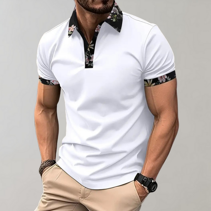 Levoire | Polo Décontracté Avec Imprimé Tropical Pour Homme Blanc