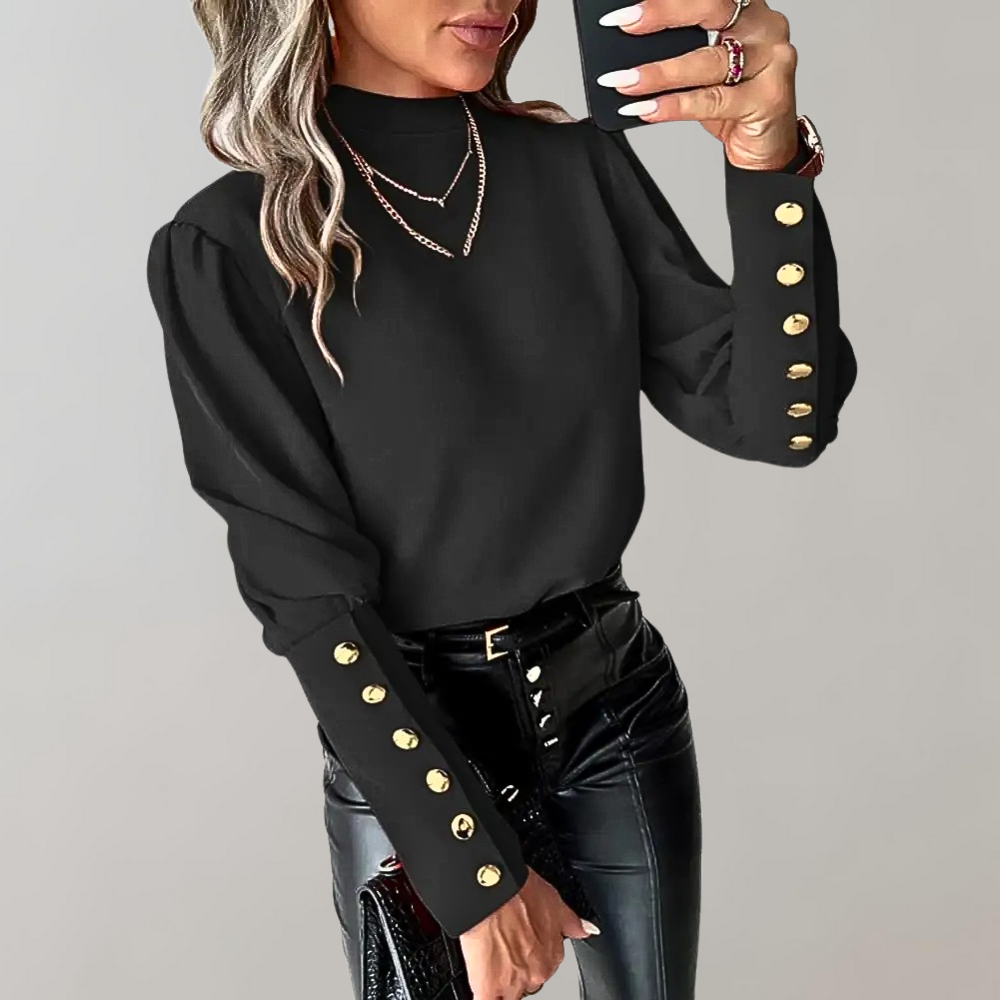Levoire | Chemise À Manches Lanternes Et Encolure Ronde Noir