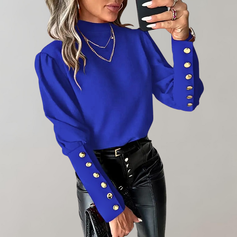 Levoire | Chemise À Manches Lanternes Et Encolure Ronde Bleu