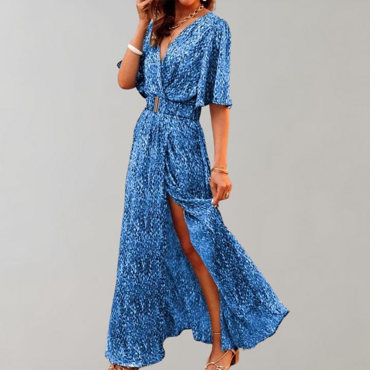 Levoire | Maxi Robe Portefeuille Pour L'Été Bleu