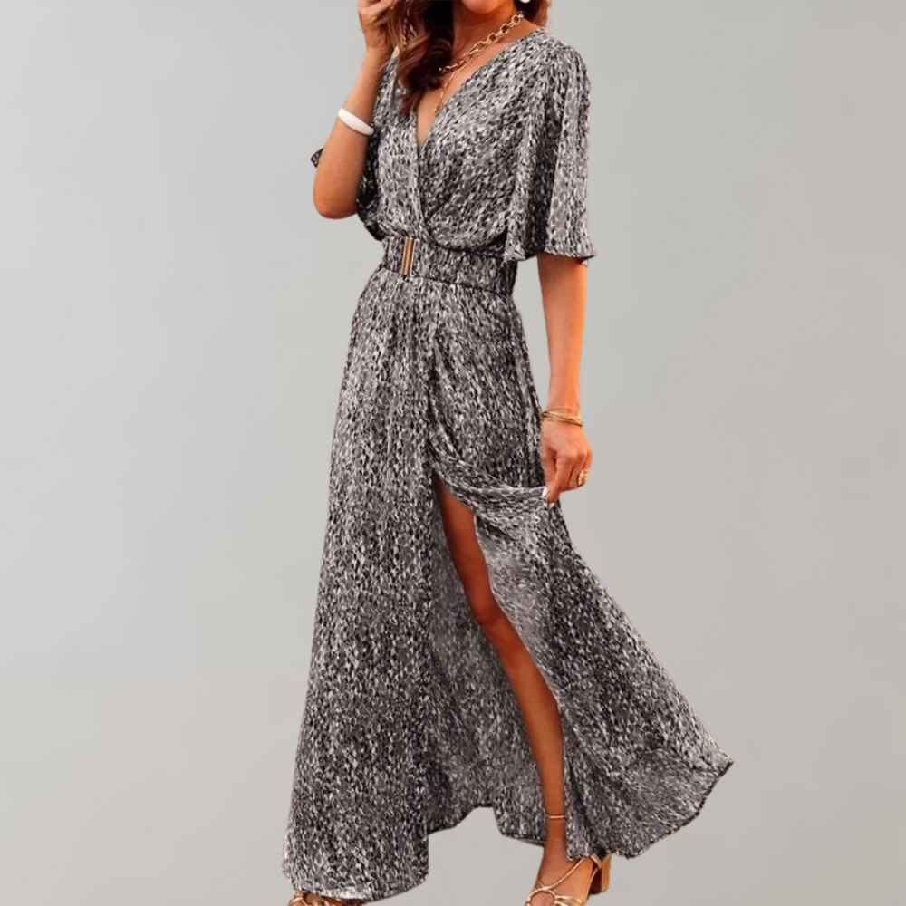 Levoire | Maxi Robe Portefeuille Pour L'Été Gris