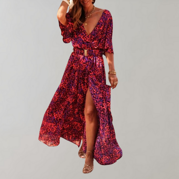 Levoire | Maxi Robe Portefeuille Pour L'Été Rot