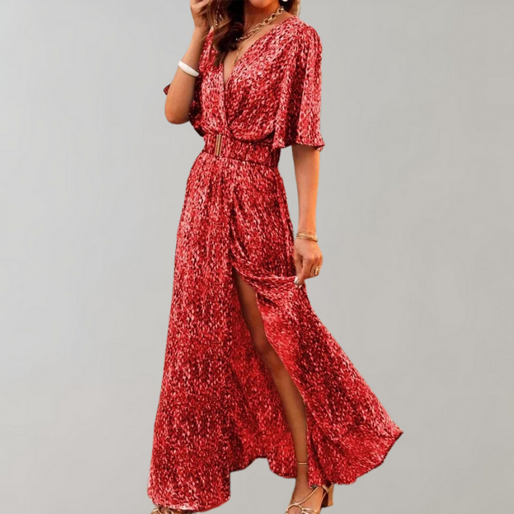 Levoire | Maxi Robe Portefeuille Pour L'Été Bordeaux