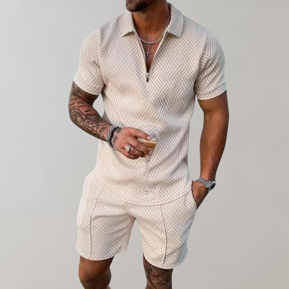 Levoire | Ensemble Polo Et Shorts D'Été Pour Hommes olivier