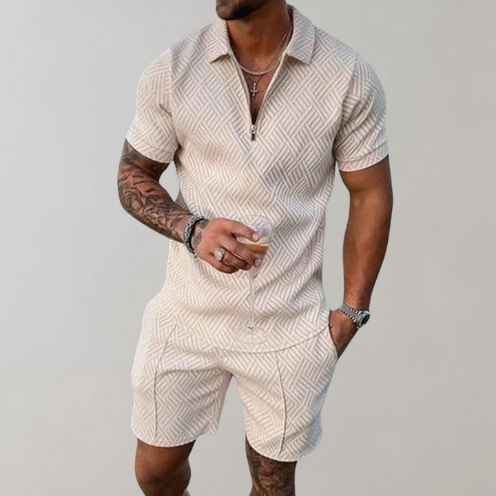 Levoire | Ensemble Polo Et Shorts D'Été Pour Hommes olivier