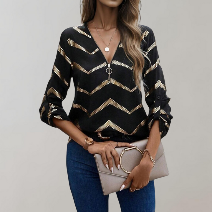 Levoire | Blouse Pour Femmes À La Mode Avec Fermeture Éclair Noir