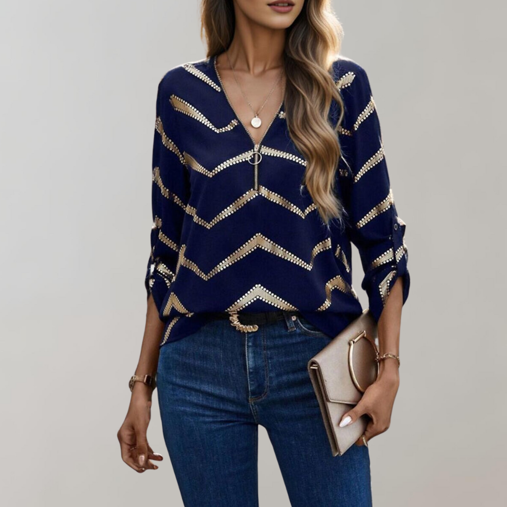 Levoire | Blouse Pour Femmes À La Mode Avec Fermeture Éclair Bleu