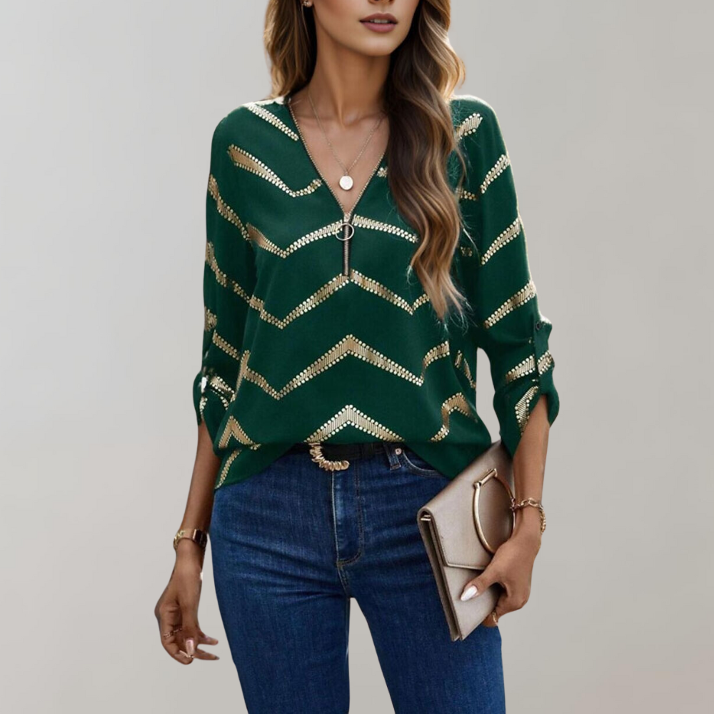 Levoire | Blouse Pour Femmes À La Mode Avec Fermeture Éclair Vert