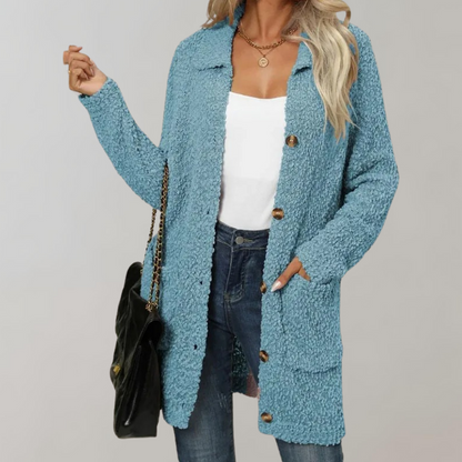 Levoire | Long Women'S Cardigan For Autumn Bleu