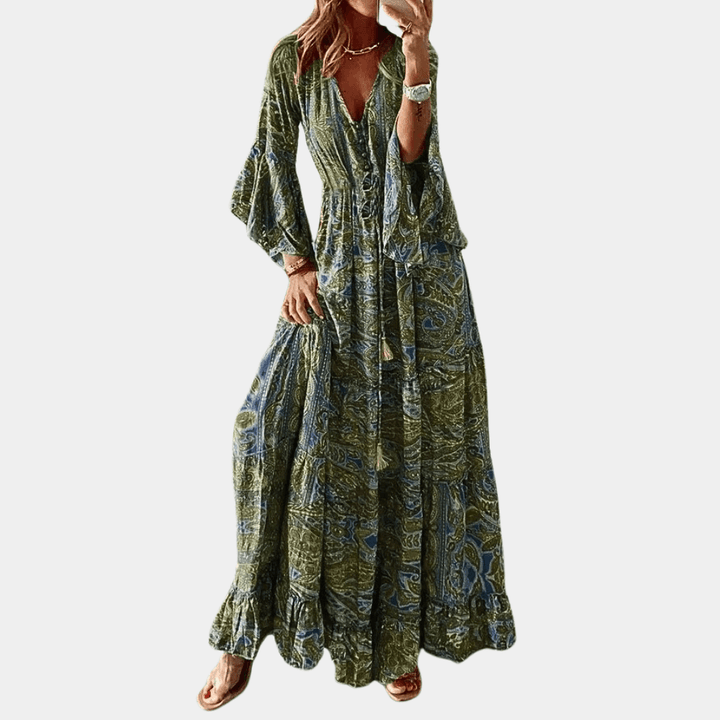 Levoire | Robe Longue Inspirée Boho Pour Femmes Vert