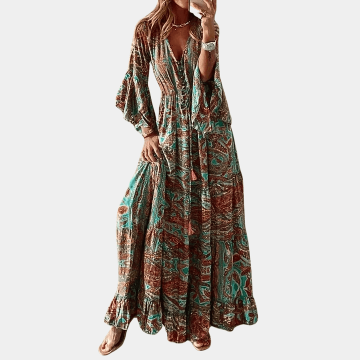 Levoire | Robe Longue Inspirée Boho Pour Femmes Orange
