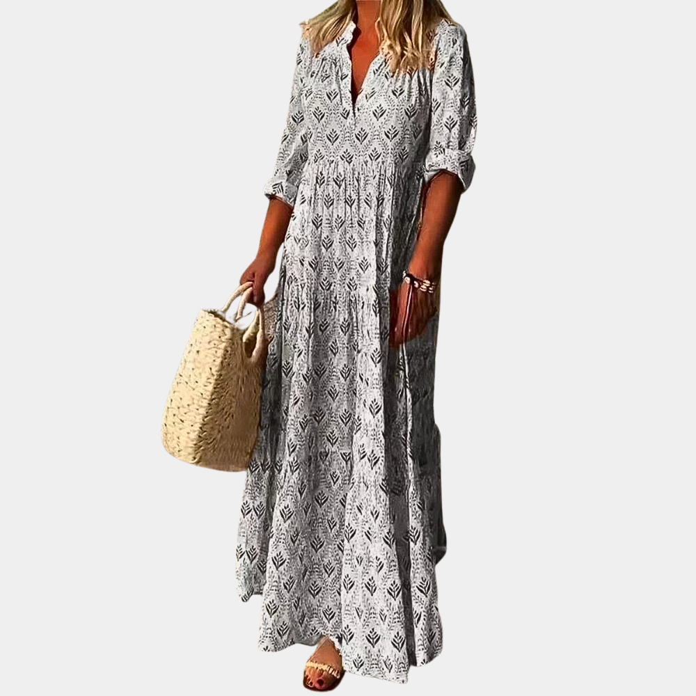 Levoire | Robe Maxi Printanière Élégante Et Confortable Gris