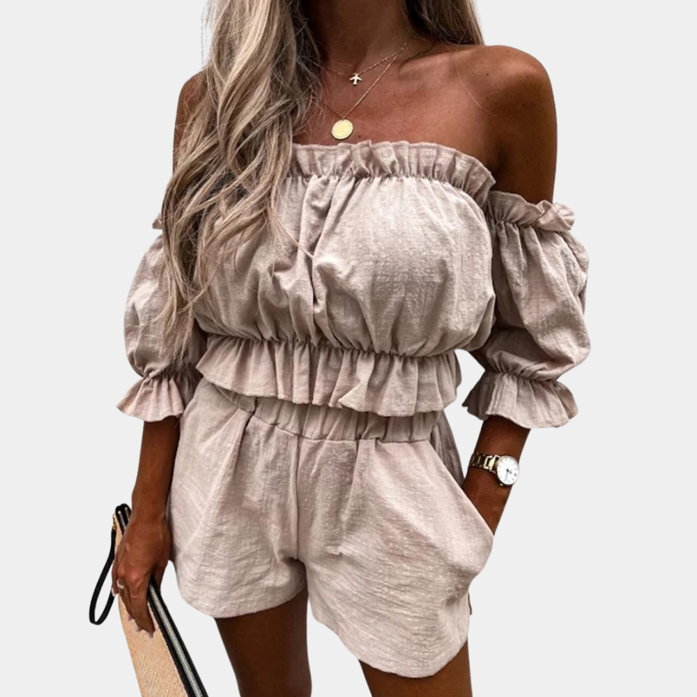 Levoire | Ensemble De Shorts Et Top À Deux Pièces Pour Femmes Mia Khaki