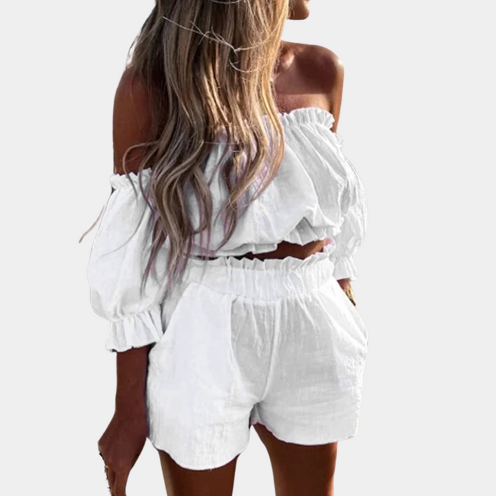 Levoire | Ensemble De Shorts Et Top À Deux Pièces Pour Femmes Mia Blanc