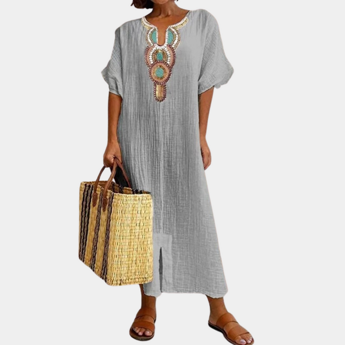 Levoire | Boho-Robe-Femme Gris clair