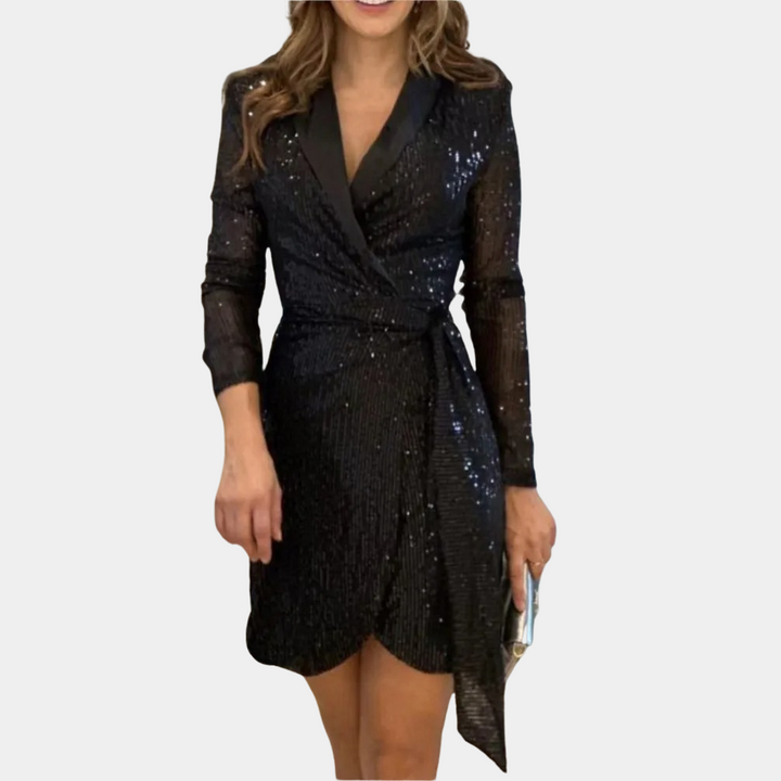 Levoire | Élégant Blazer Femme Robe Avec Ceinture Noir