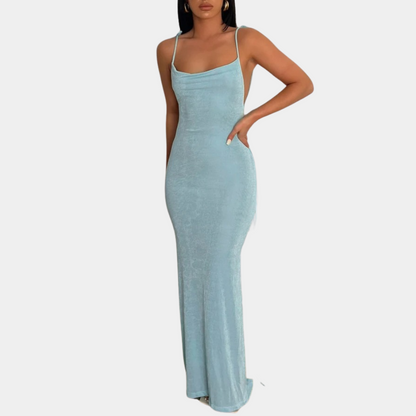 Levoire | Robe Longue Maxi pour Femmes avec Dos Ouvert Bleu