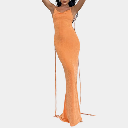 Levoire | Robe Longue Maxi pour Femmes avec Dos Ouvert Orange