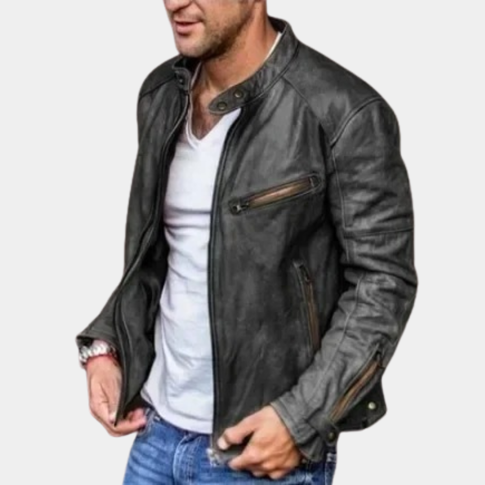 Levoire | Veste En Cuir Classique Résistante Aux Intempéries Pour Homme Noir