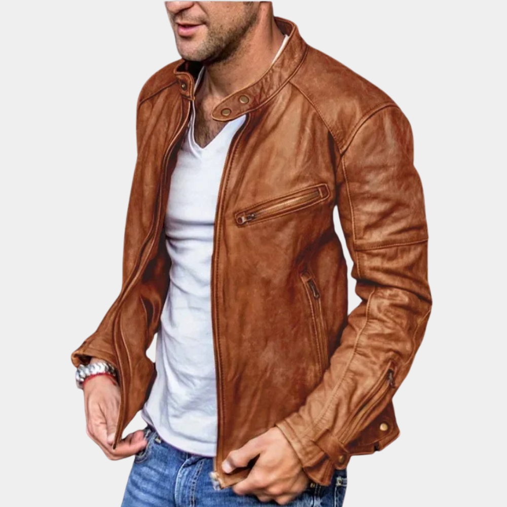 Levoire | Veste En Cuir Classique Résistante Aux Intempéries Pour Homme Braun