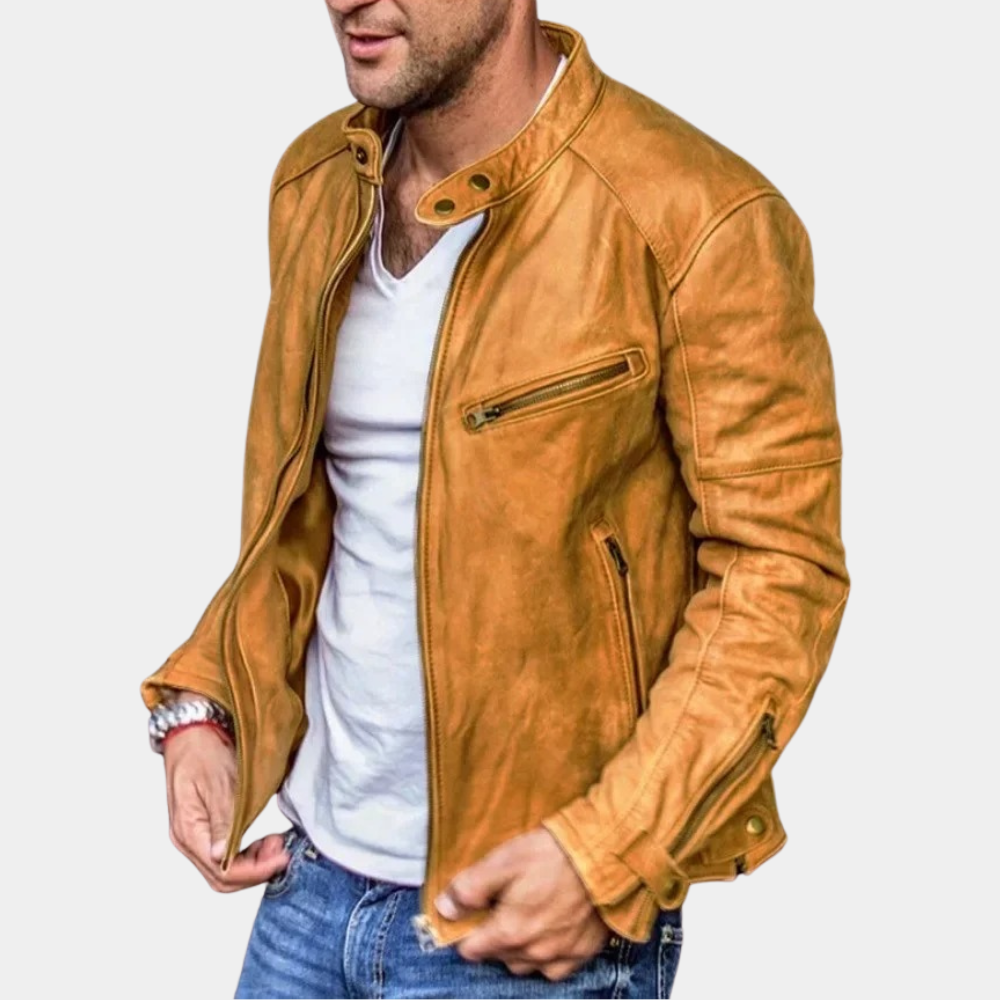 Levoire | Veste En Cuir Classique Résistante Aux Intempéries Pour Homme Hellebraun