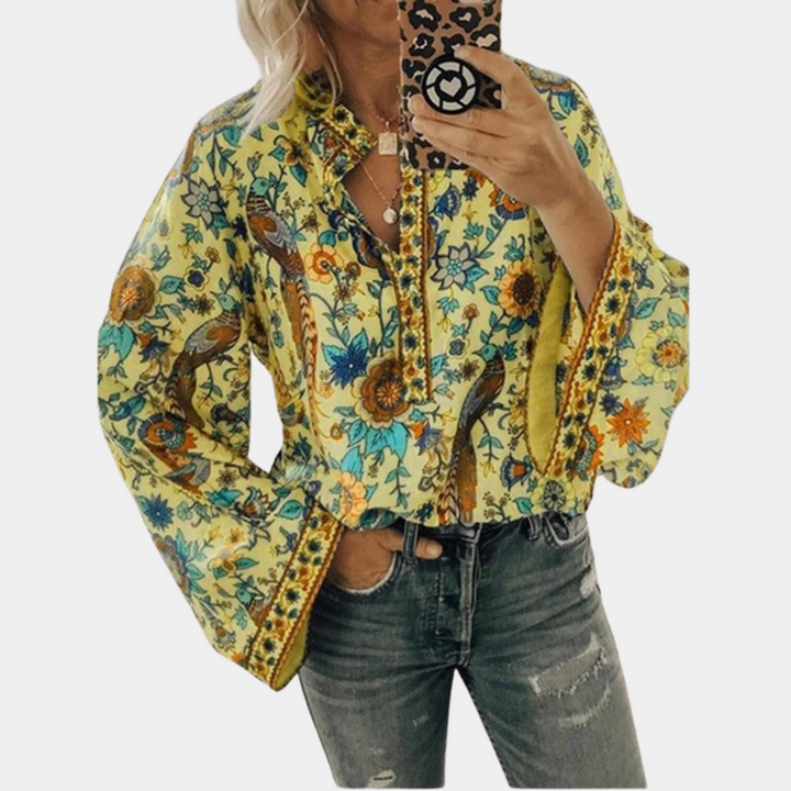 Levoire | Blouse À Fleurs À Manches Longues Pour Femmes Jaune