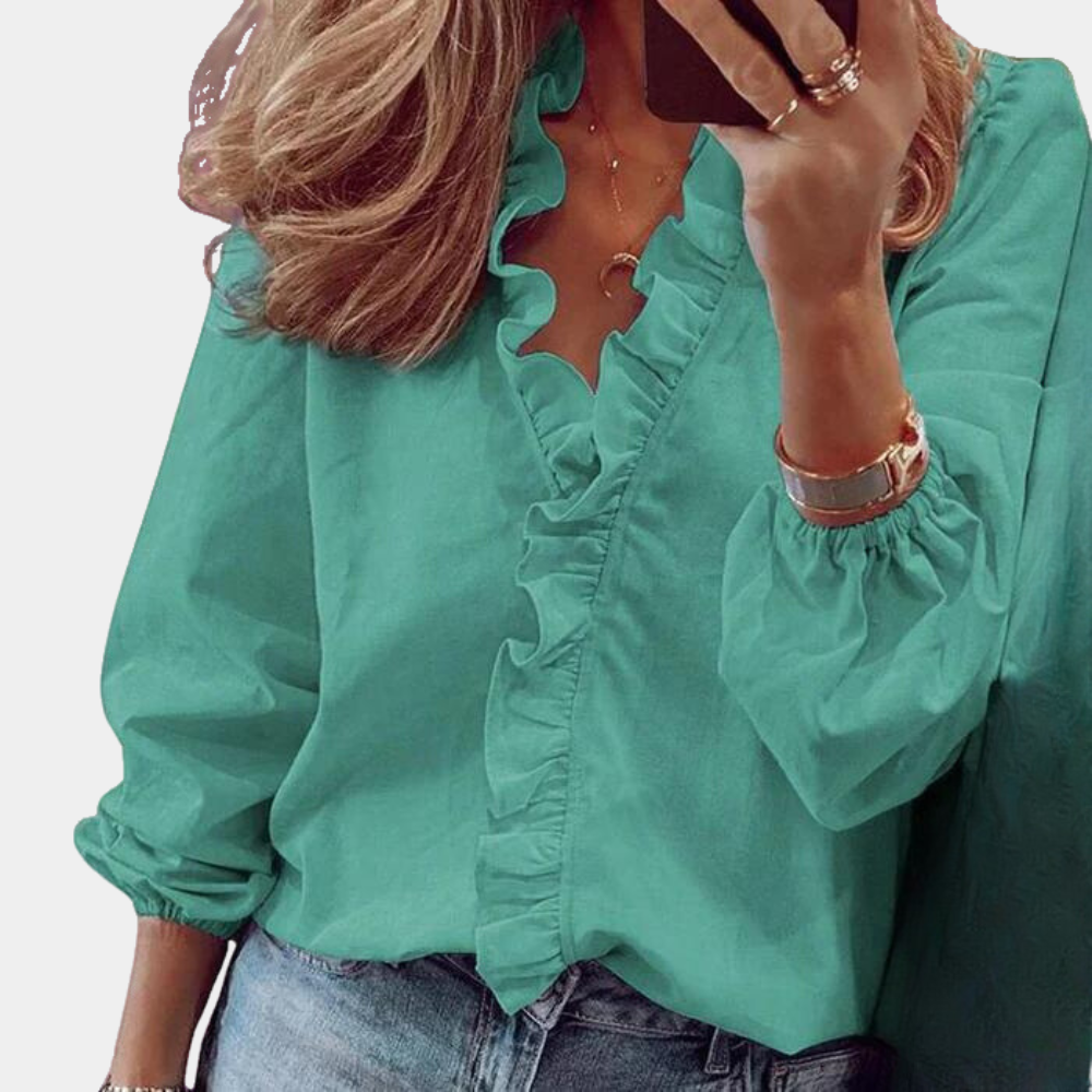 Levoire | Blouse Élégante Avec Franges Vert