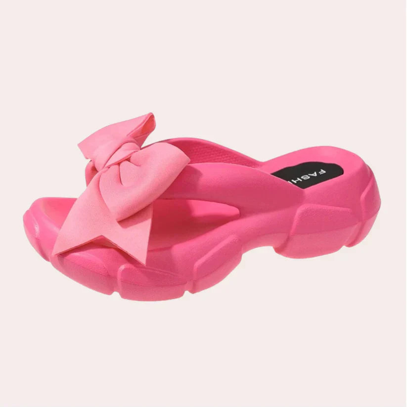 Levoire | Élégante Chaussure De Dame Avec Détail De Nœud Rosa Rouge