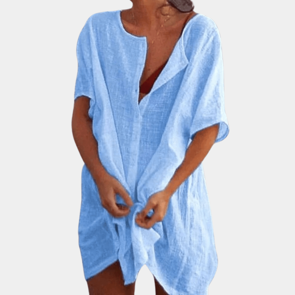 Levoire | Robe D'Été Ajustée Sans Col Bleu
