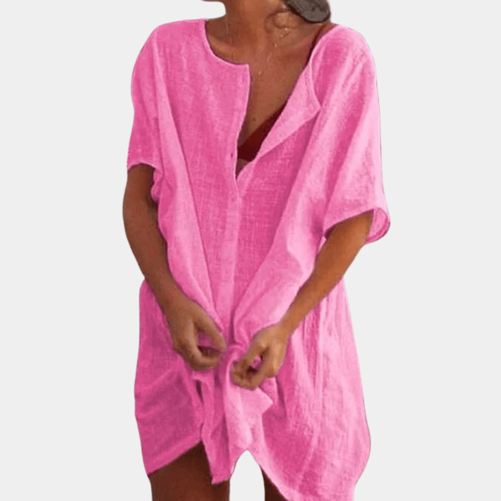 Levoire | Robe D'Été Ajustée Sans Col Rosa