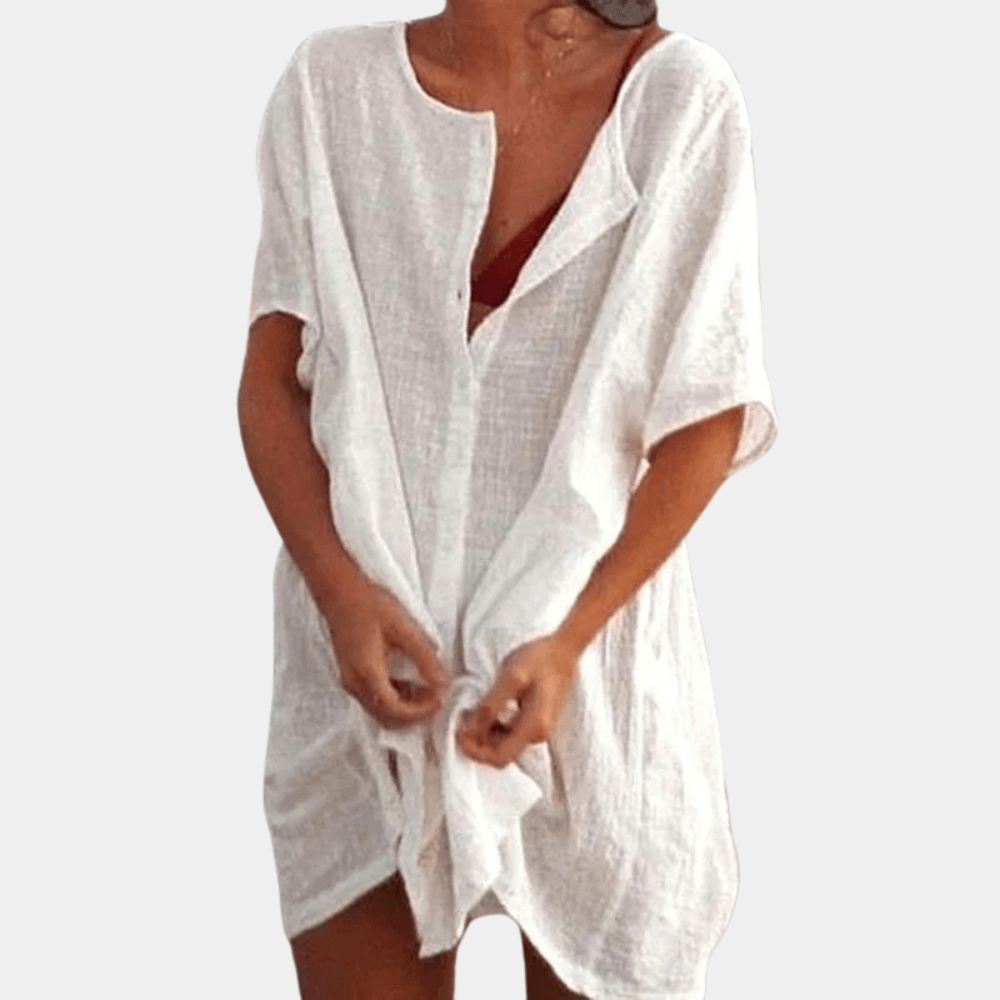 Levoire | Robe D'Été Ajustée Sans Col Blanc