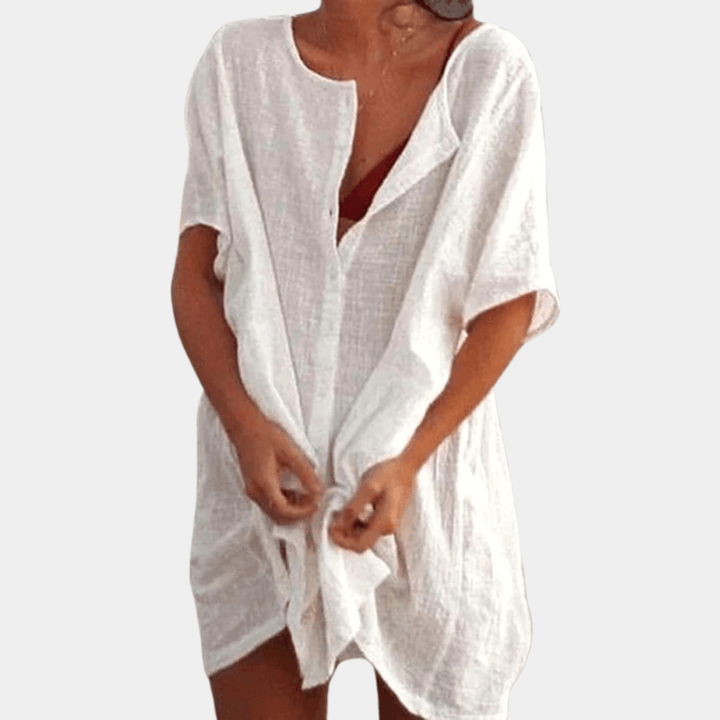 Levoire | Robe D'Été Ajustée Sans Col Blanc