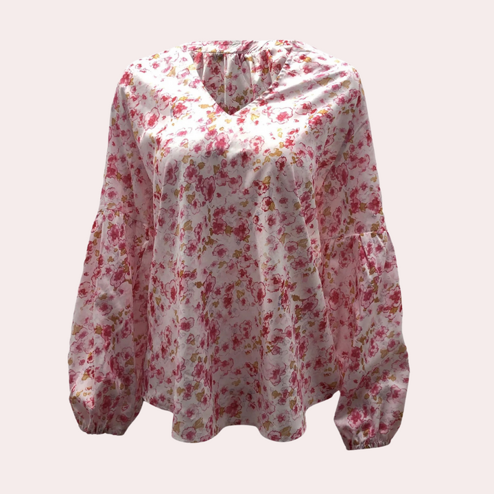 Levoire | Blouse À Col En V À Fleurs Avec Manches Longues Pour Femmes