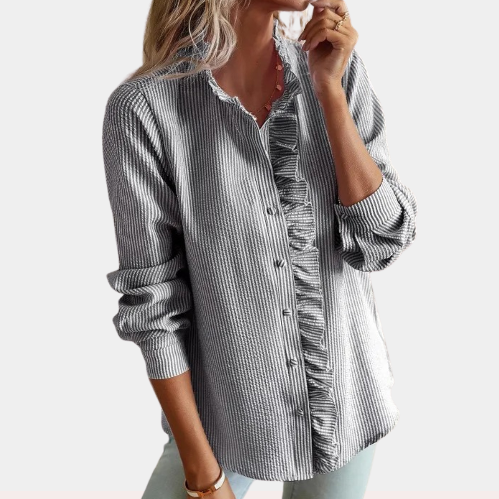 Levoire | Blouse D'Été Rayée En Tissu Léger Et Respirant Noir