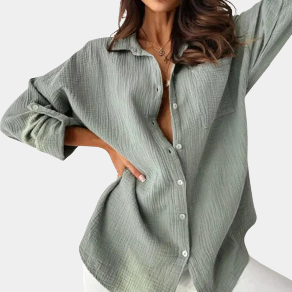 Levoire | Chemise En Lin Avec Col Retourné Gris