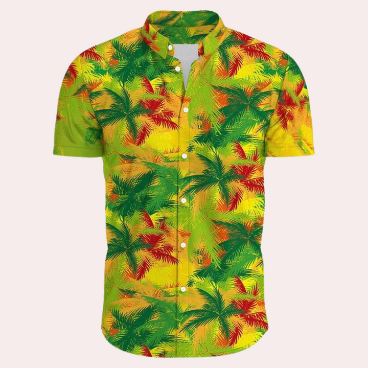 Levoire | Chemise Hawaii Avec Boutons Pour Hommes Vert