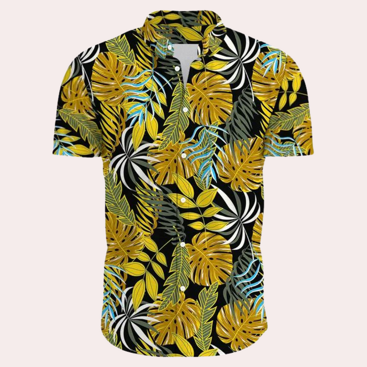 Levoire | Chemise Hawaii Avec Boutons Pour Hommes Jaune