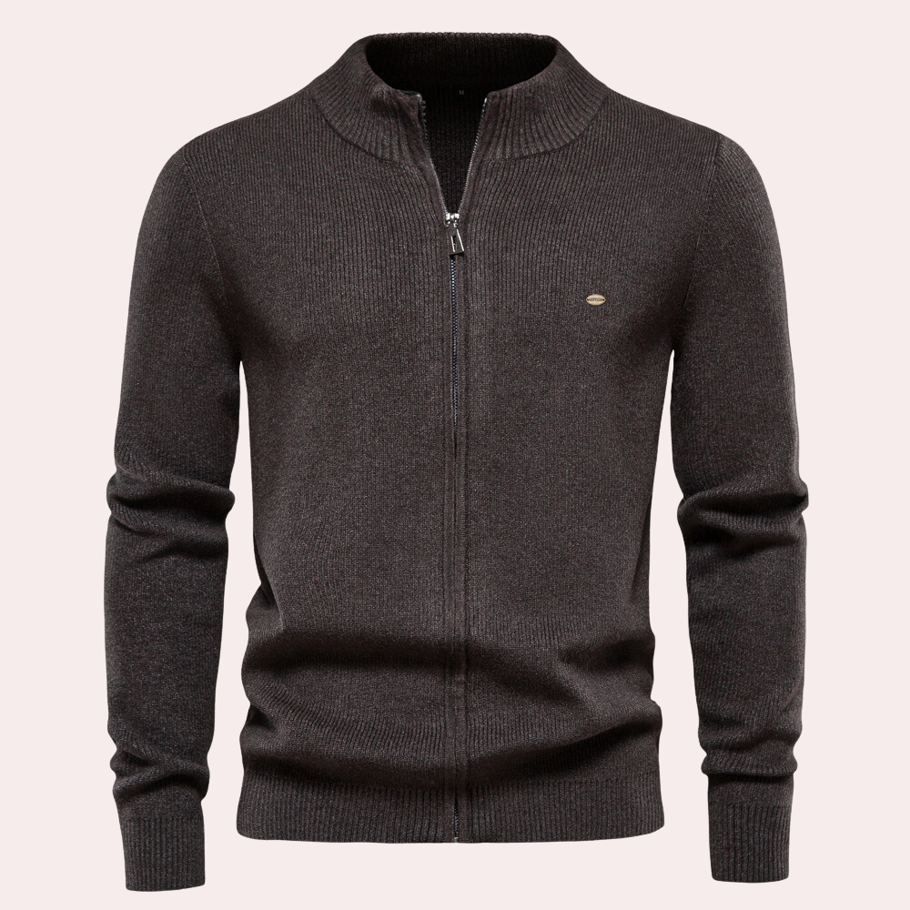 Levoire | Pull Décontracté Pour Hommes Avec Zip Gris foncé
